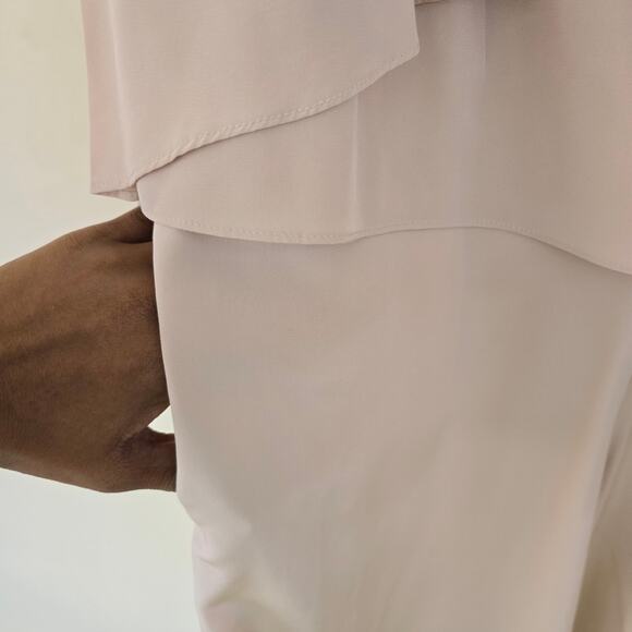 Tibi Silk Ruffle Jumpsuit Culotte Cream Sleeveless Pleated Women's Size 4 - Picture 4 of 8